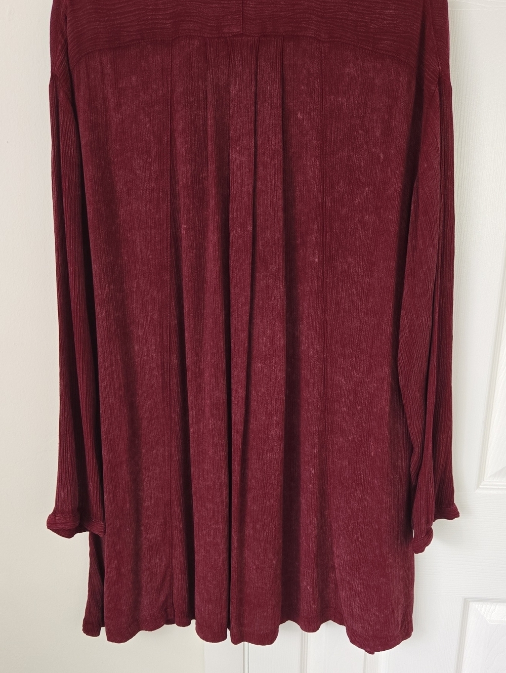 Free People Crinkle Spin Me Tunic Shirt Dress Burgundy Size Small NWOT Boho Over - Picture 9 of 12